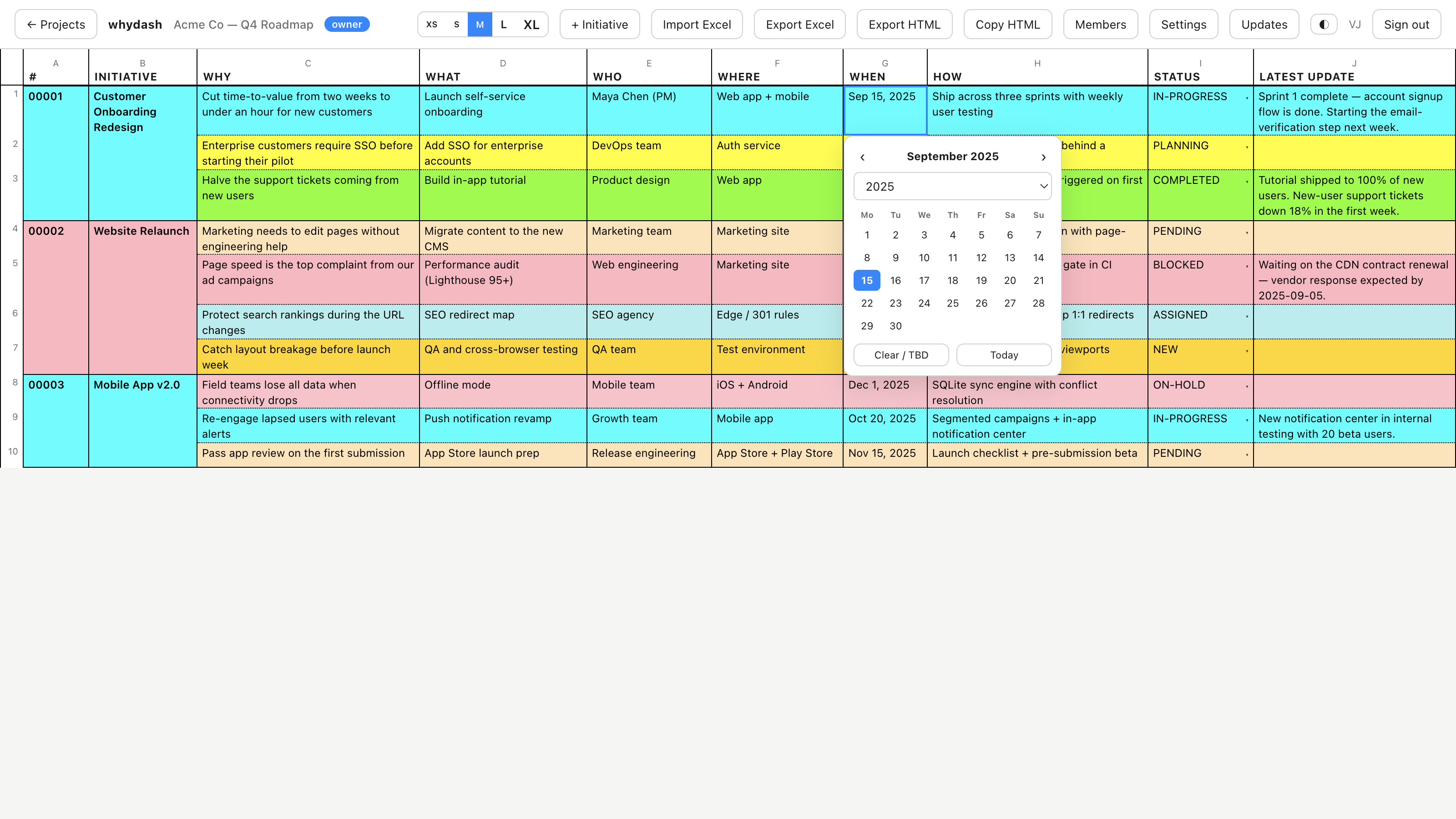 WHEN date picker showing September 2025 with a year dropdown